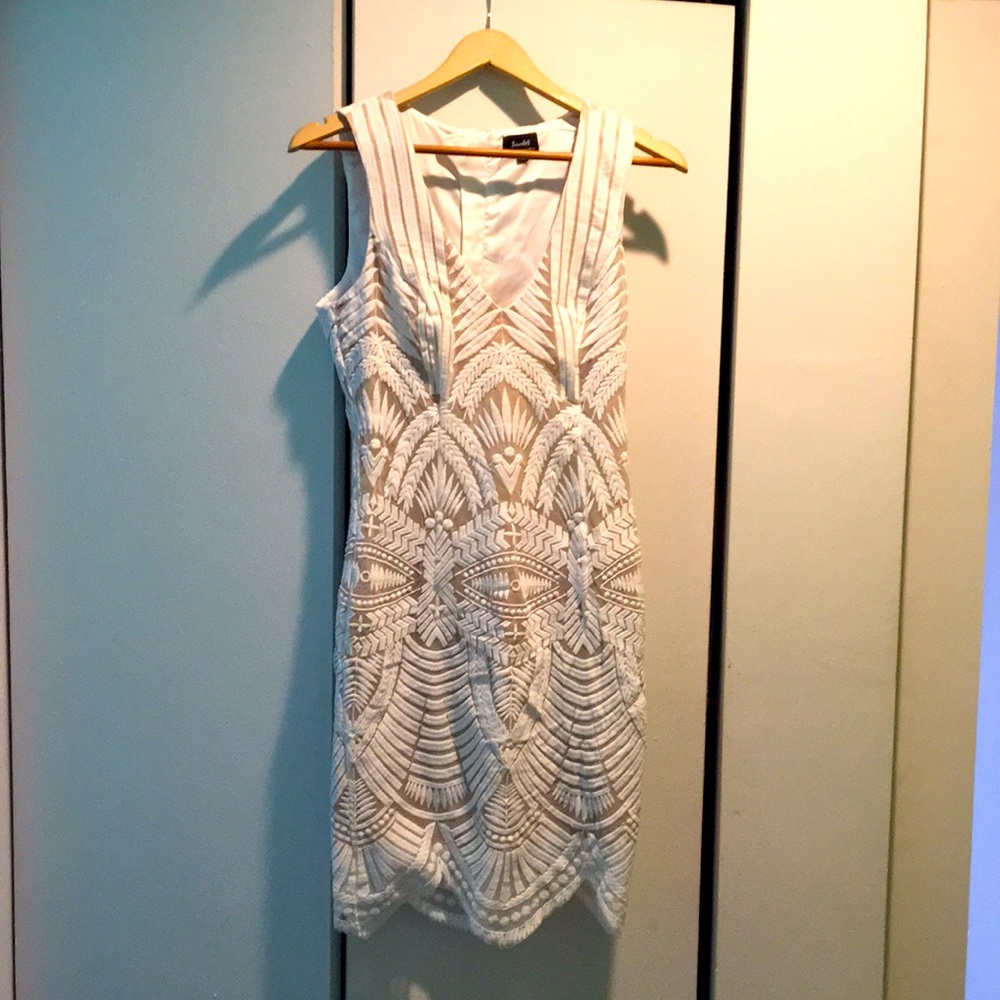 Bardot sleeveless white and cream dress